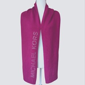 Michael Kors Studded Embellished Winter Scarf Pink Silver Tone Studs